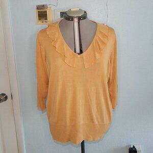 Valerie Stevens Woman Plus Size 2X Orange 100% Silk Blouse Shirt Top Knitted